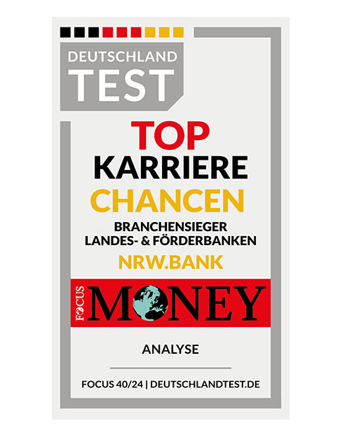 Auszeichnung: Top Karriere Chancen, Branchensieger Landes- & Förderbanken NRW.BANK