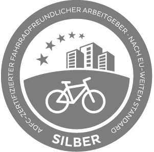Siegel Fahrradfreundlicher Arbeitgeber in Silber des Allgemeine Deutsche Fahrrad Club (ADFC)