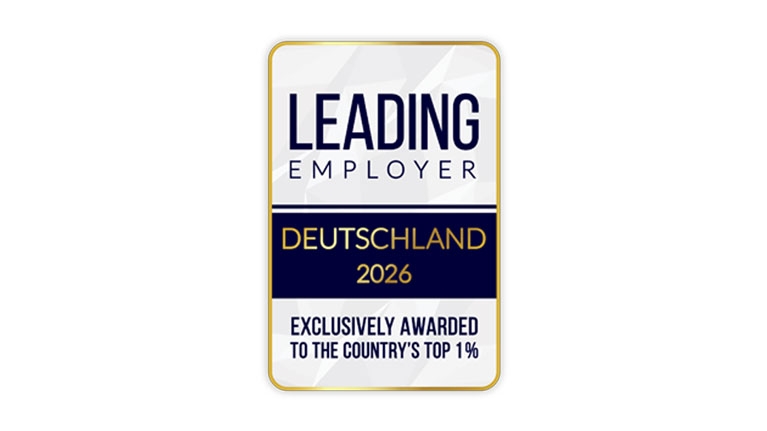 Auszeichnung Leading Employer Deutschland 2026; Exclusively awardes to the country's Top 1%