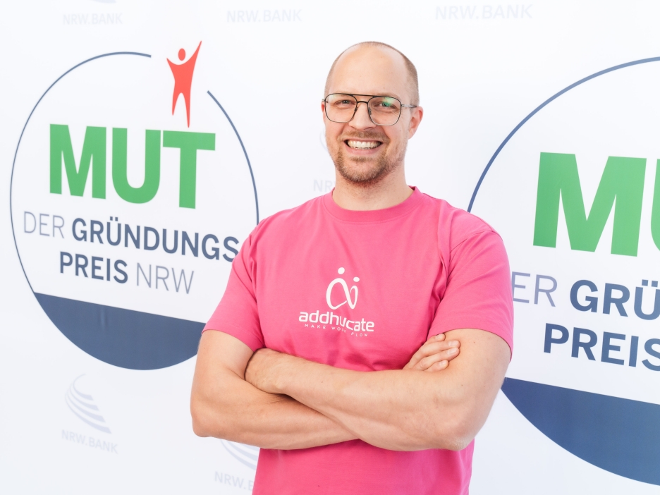 Dominik Stange und sein Team von addhucate sind für MUT – DER GRÜNDUNGSPREIS NRW 2025 nominiert