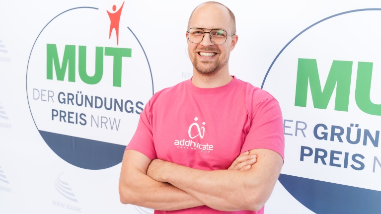 Dominik Stange und sein Team von addhucate sind für MUT – DER GRÜNDUNGSPREIS NRW 2025 nominiert