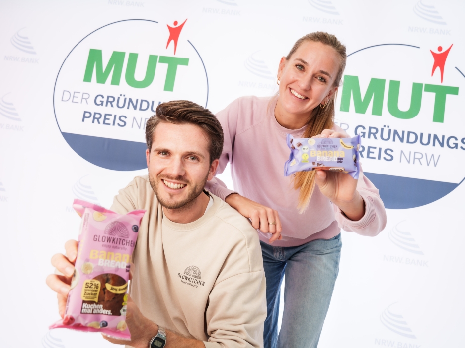 Marc-Friedrich Wetzel und Johanna Schlitt sind mit ihrem Team von Glowkitchen für MUT – DER GRÜNDUNGSPREIS NRW 2025 nominiert