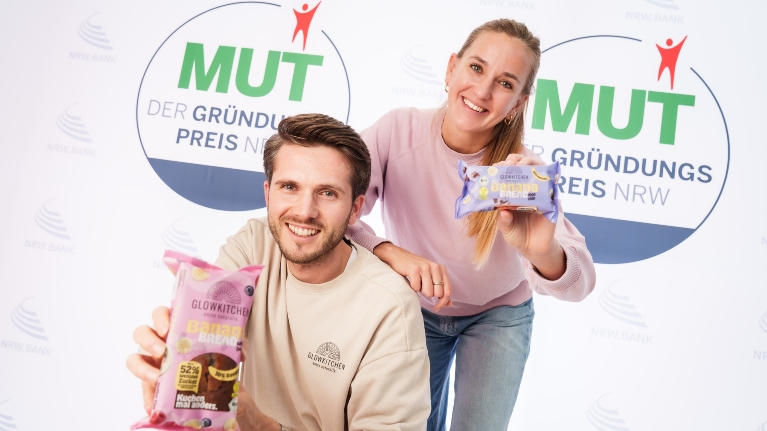 Marc-Friedrich Wetzel und Johanna Schlitt sind mit ihrem Team von Glowkitchen für MUT – DER GRÜNDUNGSPREIS NRW 2025 nominiert