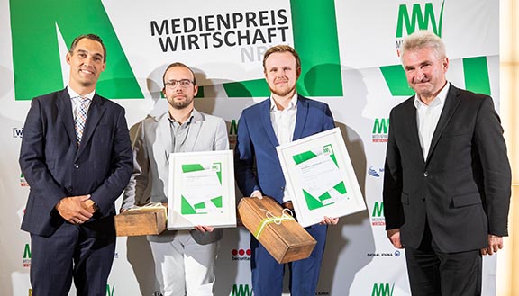 Wirtschaftsminister Pinkwart gratuliert zwei Preisträgern beim MEDIENPREIS WIRTSCHAFT NRW 2021