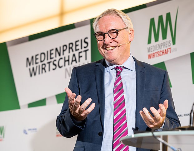 Dr. Norbert Tiemann, Chefredakteur der Westfälischen Nachrichten und Vorsitzender der Jury, beim MEDIENPREIS WIRTSCHAFT 2021