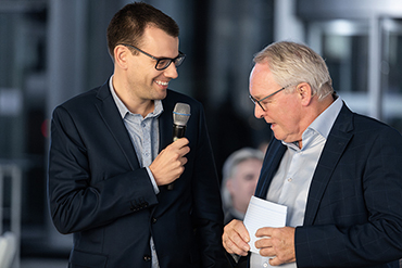 Christian Wermke und Dr. Norbert Tiemann bei der Preisverleihung in der NRW.BANK.