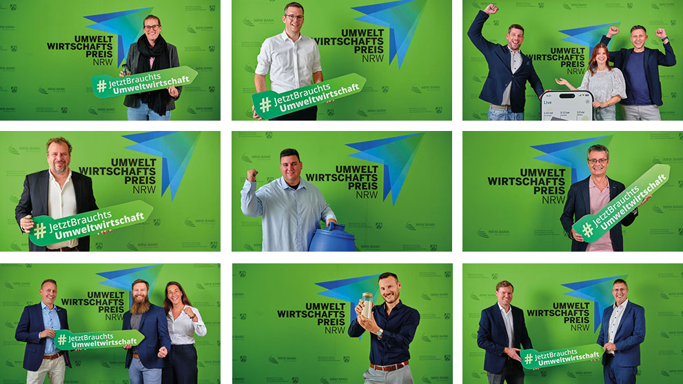 Collage der Nominierten des Umweltwirtschafspreis.NRW 2026