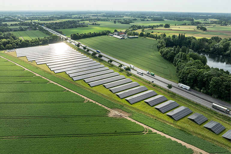Der Solarpark aus der Vogelperspektive
