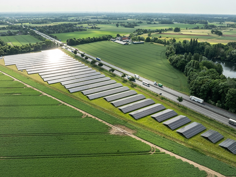 Der Solarpark aus der Vogelperspektive