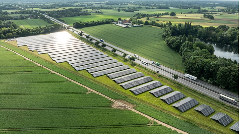 Der Solarpark aus der Vogelperspektive